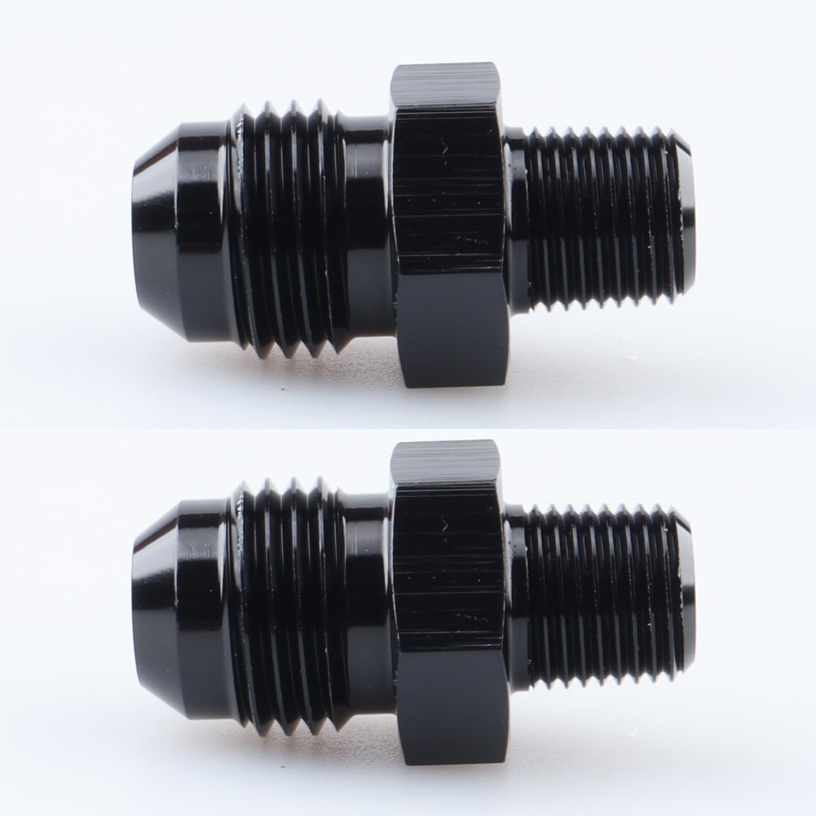 Ac Performance Male 1/8'' Npt To -6 An Flare Adapter Straight Aluminum Black, Pack Of 2