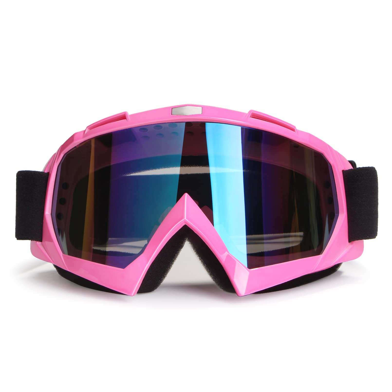 4-Fq Pink Motorcycle Goggles - Windproof, Dustproof, Anti-Scratch, Protective Powersport Goggles For Motocross, Dirt Bike, Atv,