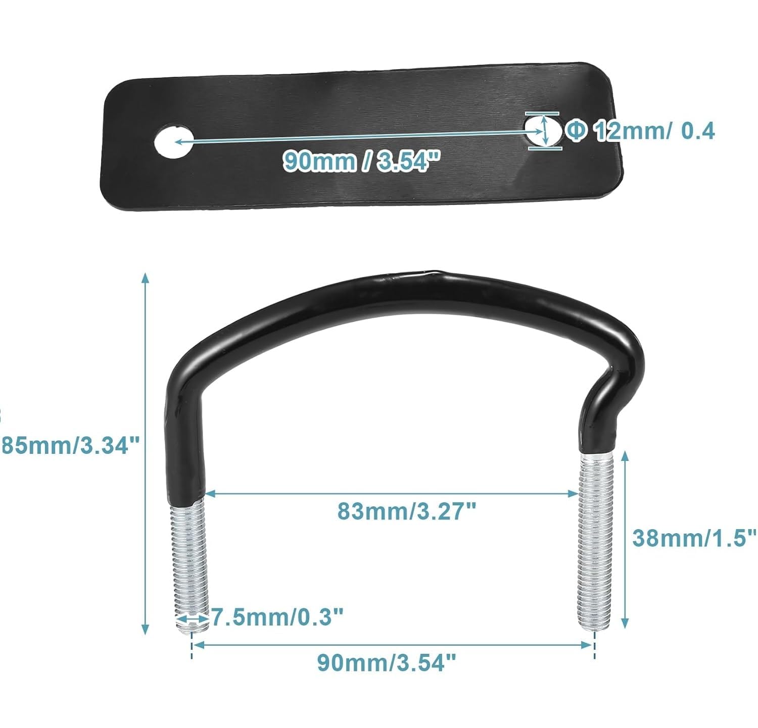 Universal Roof Box U-Bolt Clamps Cargo Carrier Roof Rack Bracket Kit Van Mounting Fitting Kit 85Mm Internal Width 40Mm Thick Luggage Rack Adjustable U Bolt Quick Release Latch For Roof Box Hardware