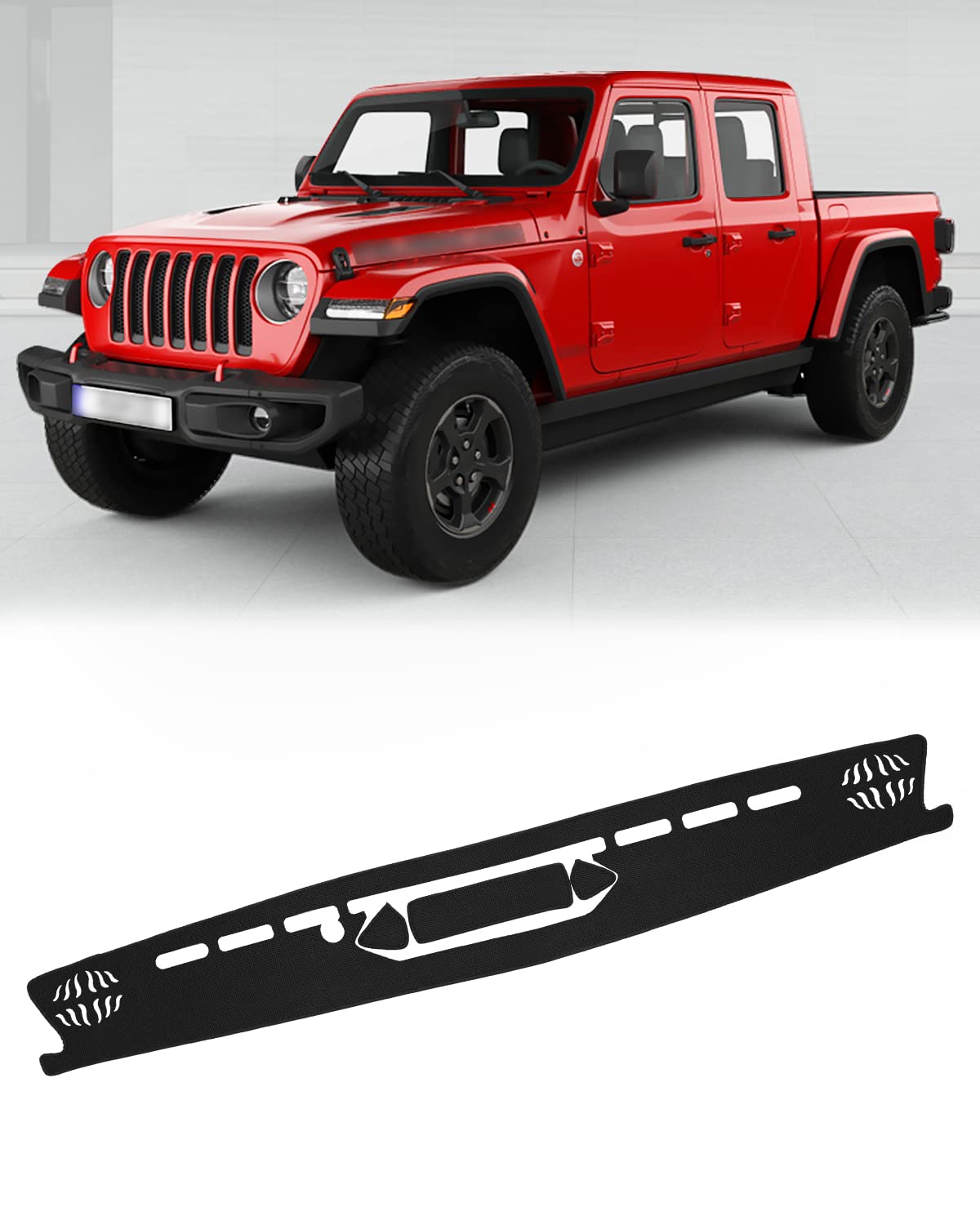 Fiilines Dash Cover Compatible With 2020-2023 Jeep Gladiator Jt Dashboard Cover Mat For Gladiator Accessories Mesh Dash Mat Non-