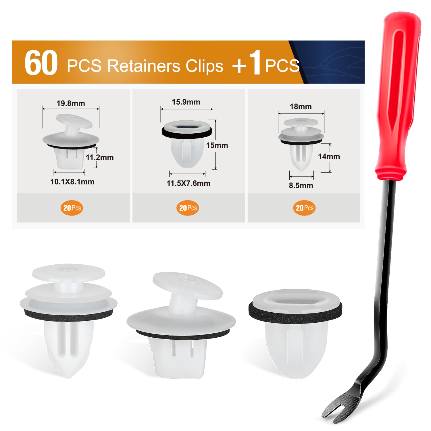 Gooacc 60Pcs Rear Combination Taillight Assembly Guide Clips Compatible For Toyota Lexus Scion 81496-60010 81496-52020 90467-A00