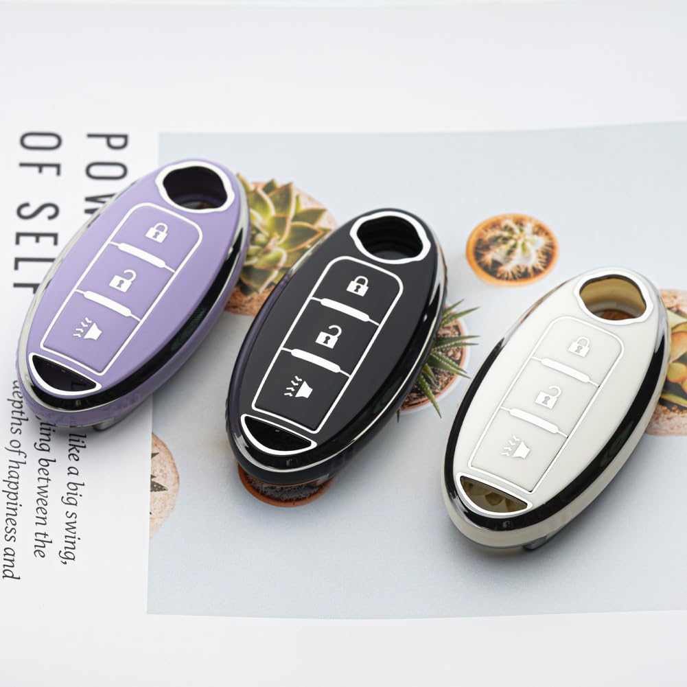Tautrophen Key Fob Cover Fit For Nissan Infiniti Rogue Pathfinder Armada Murano Kicks Frontier Titan 3 Buttons Smart Key