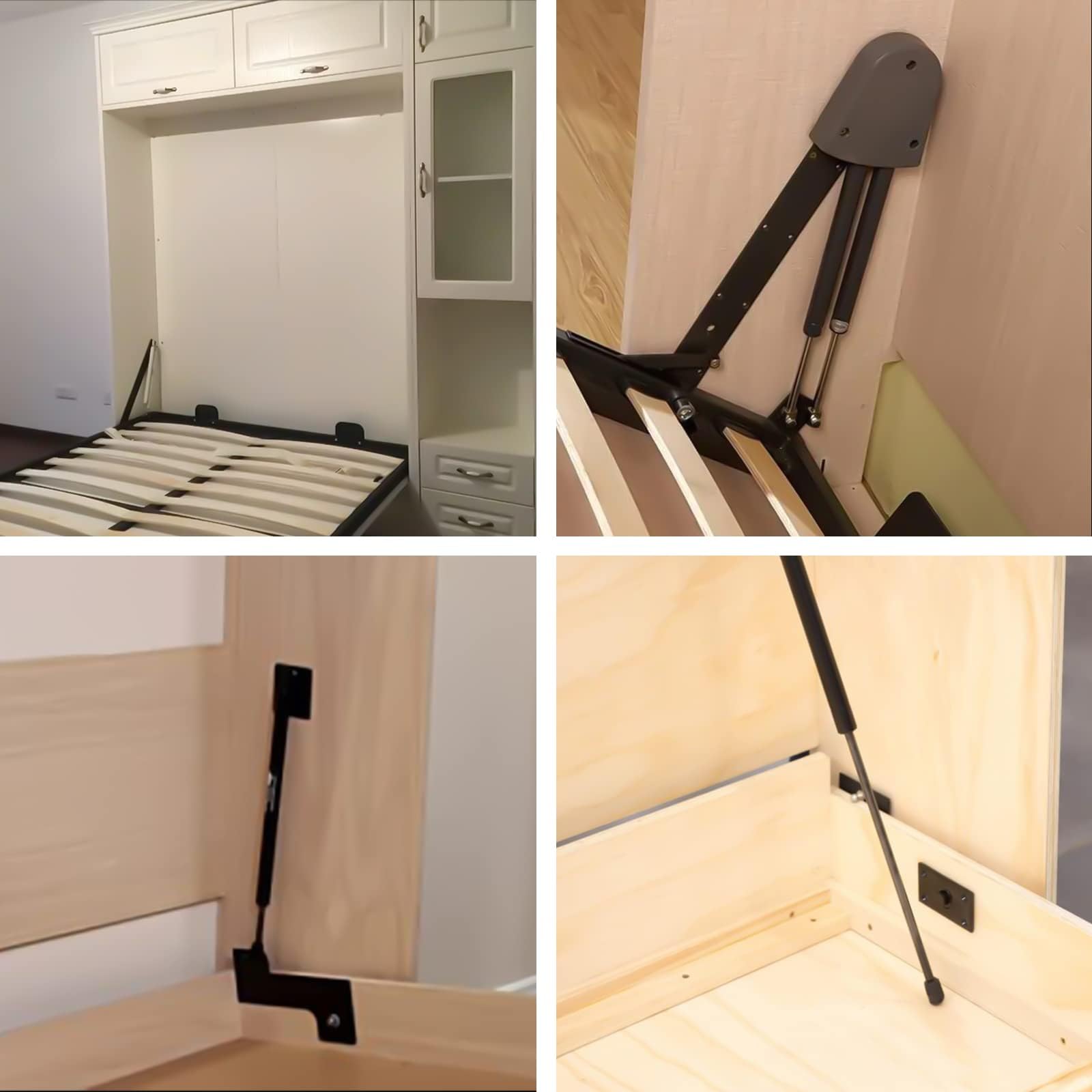 24Inch 150 Lbs Dual Stroke Heavy Duty Gas Strut Shocks Spring Lift Fit For Murphy Bed Rv Bed Box Cabinet Lid Door (2 Pack)