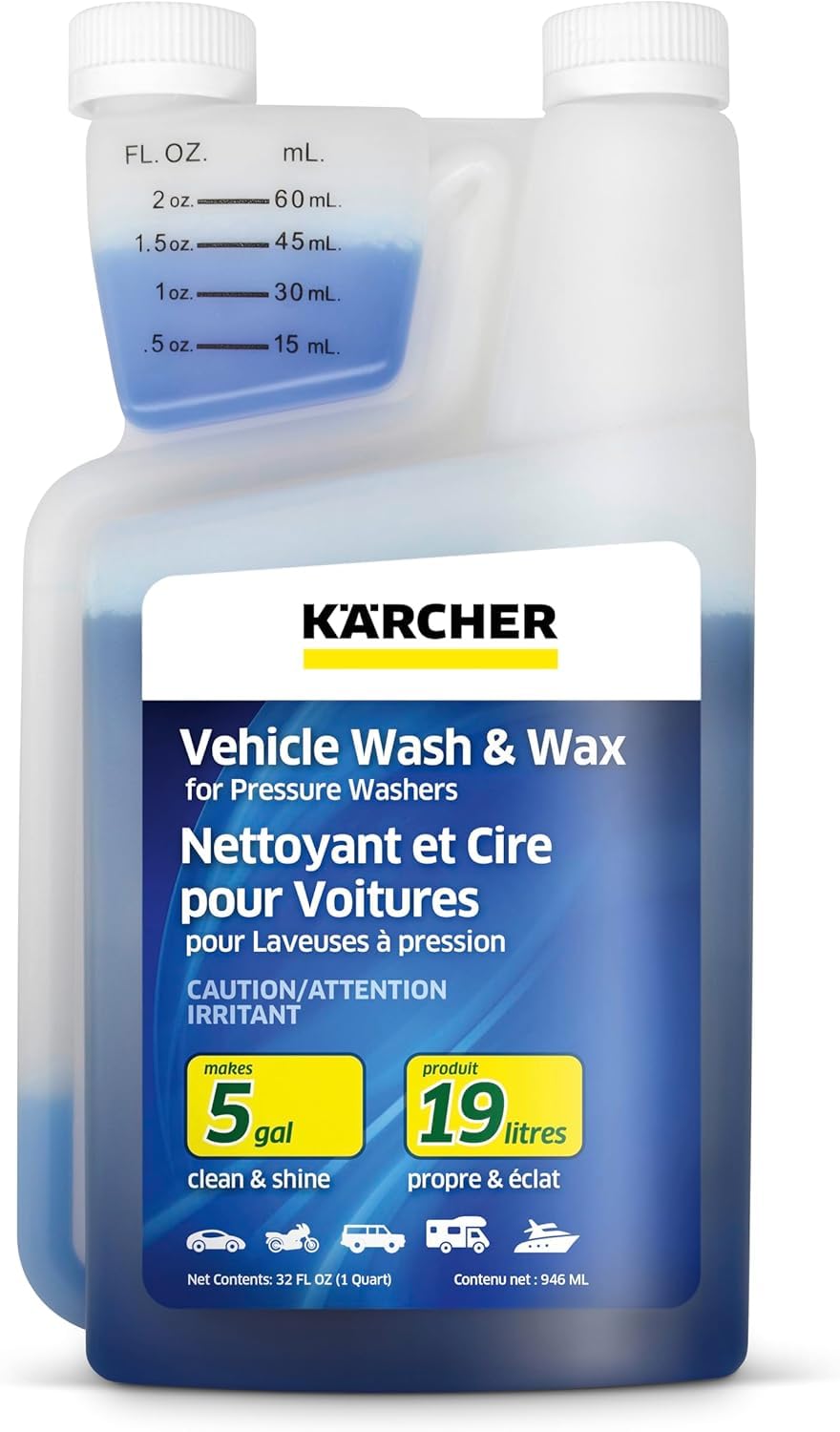 Kärcher Vehicle Wash And Wax, Pressure Washer Detergent - Pressure Washer Soap For Cars, Bikes, Trucks, Boats And More - 1 Quart