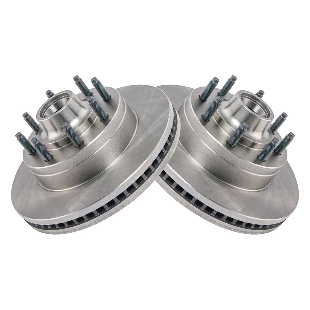 Trq Front Brake Rotors Set Vented Compatible With 2008-2014 Ford E-150 E-250 2008-2022 E-350 Super Duty