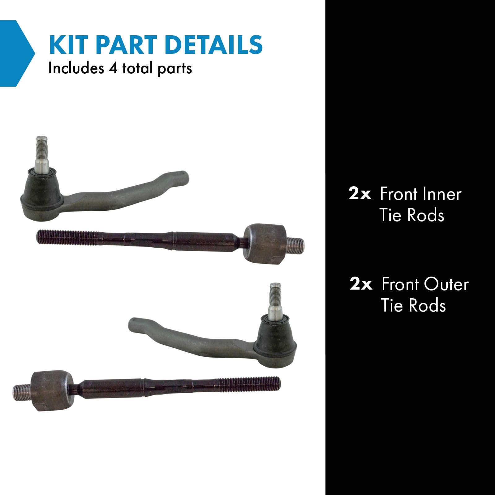 Trq Front Inner And Outer Tie Rod Set Compatible With 2013-2018 Nissan Altima 2016-2022 Maxima