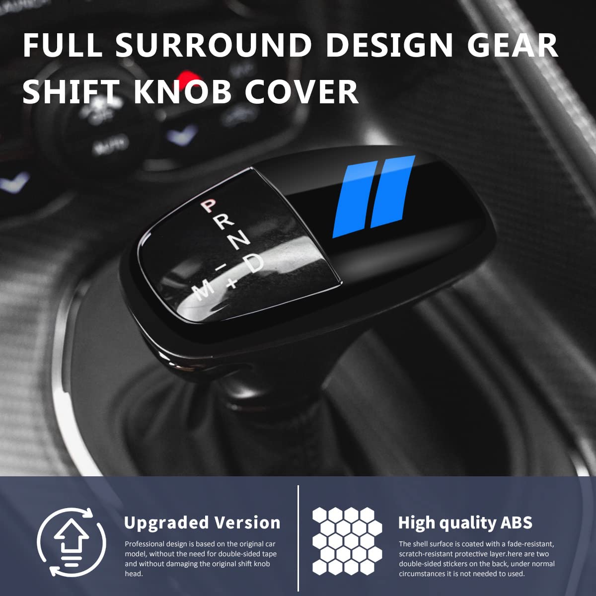 Auovo Gear Shift Knob Trim For Charger Accessories Challenger 2015-2023 / Durango 2016-2024 (Black-Blue)