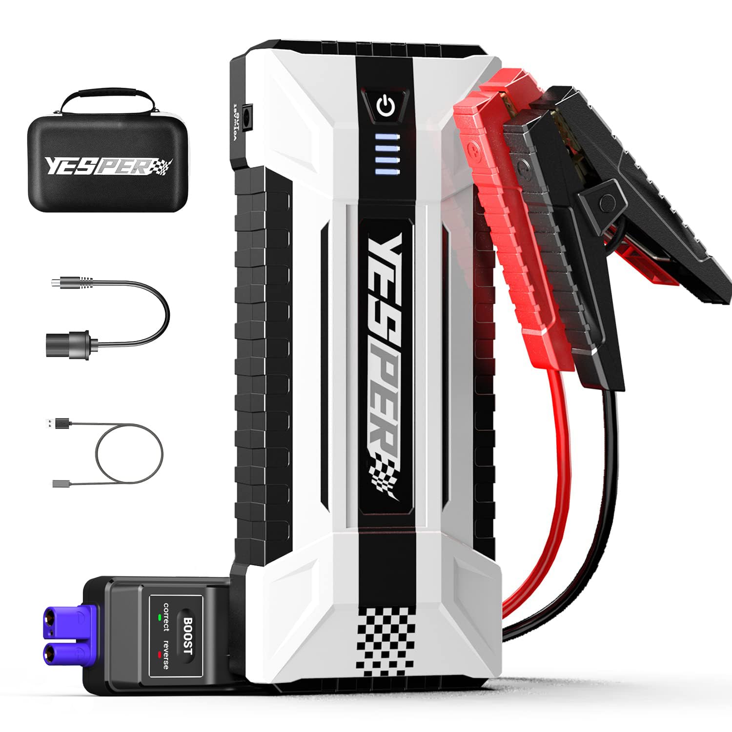 Yesper Battery Jump Starter - 4120A Peak Portable Car Starter (All Gas, Up To 10.0L Diesel Engine), Auto Battery Booster Pack,Jump Box, Dsli Safe Tech Safely Start All 12V Vehicle& Dc 15V Ports