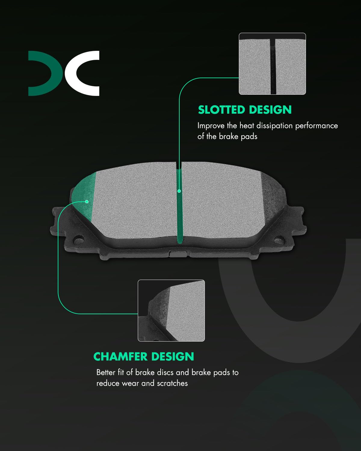 Ceramic Pads Kits, D1184 D1354 Scitoo 8Pcs Front Rear Brakes Pads Set Fit For Pontiac Vibe 2009-2010,For Scion Xb 2008-2015,For