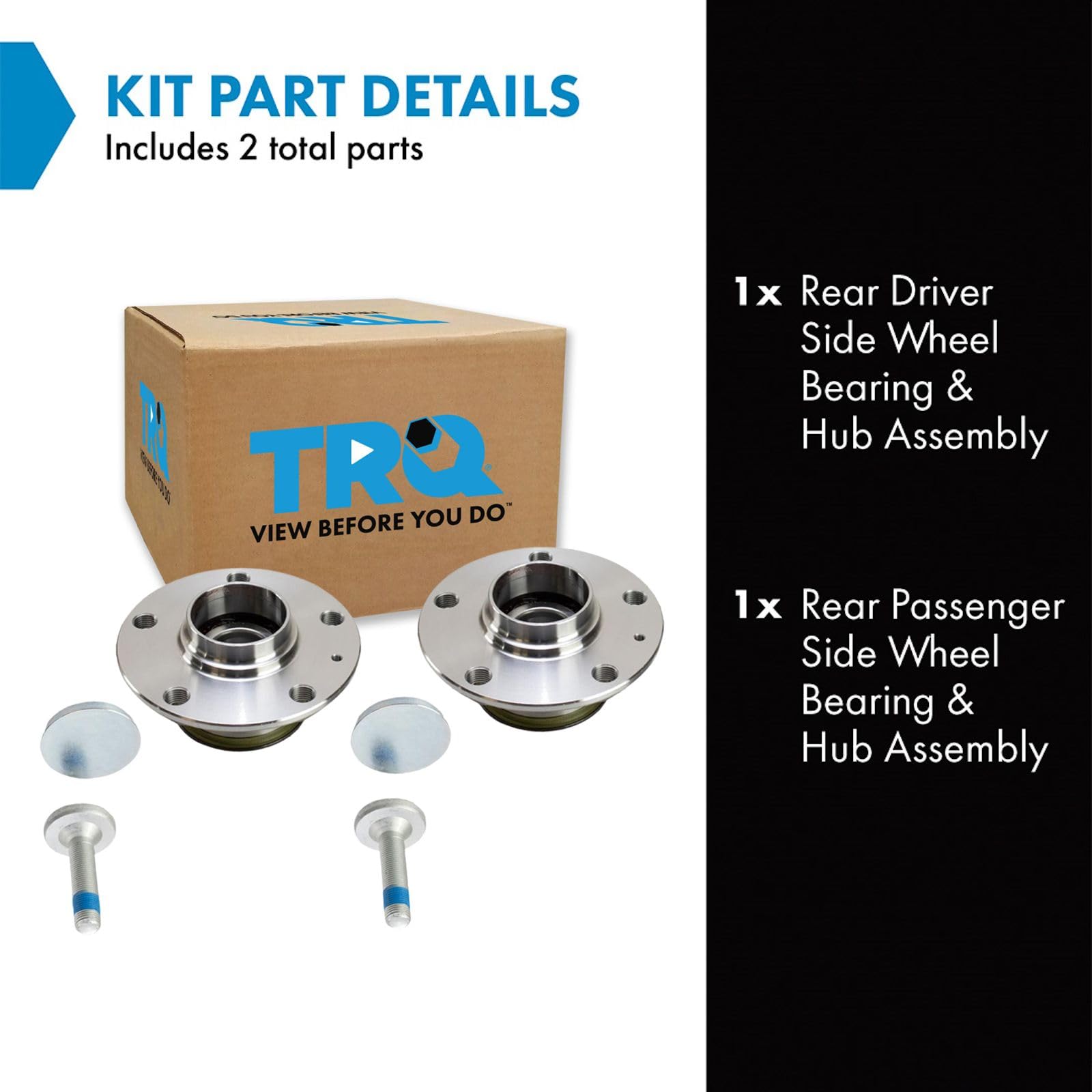 Trq Rear Wheel Hub & Bearing Pair Lh & Rh For Audi Eos Golf Gti Rabbit A3 Vw