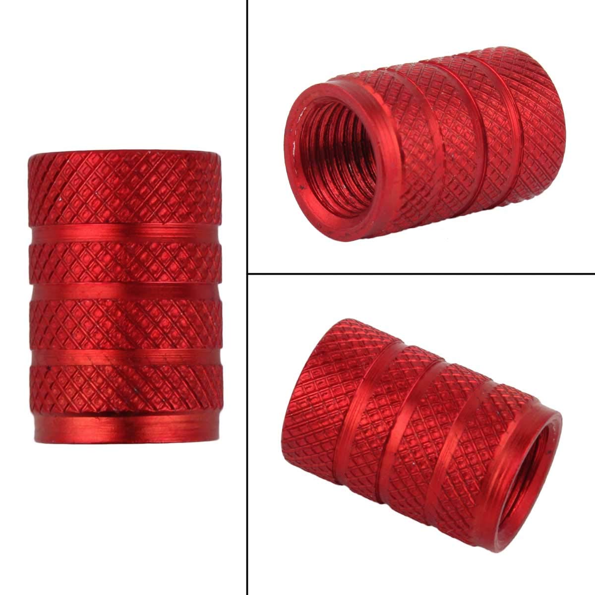 Winka Round Tire Stem Valve Caps Aluminium Car Dustproof Caps Tire Wheel Stem Air Valve Caps, 5 Pieces Red