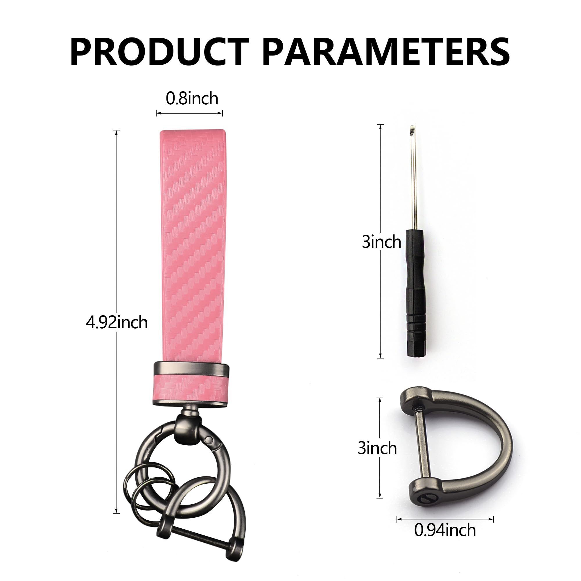 Turcee Carbon Fiber Car Keychain,Automotive Interior Accessories Keychains Leather Car Key Fob,Car Accessories Key Ring&Anti-Los