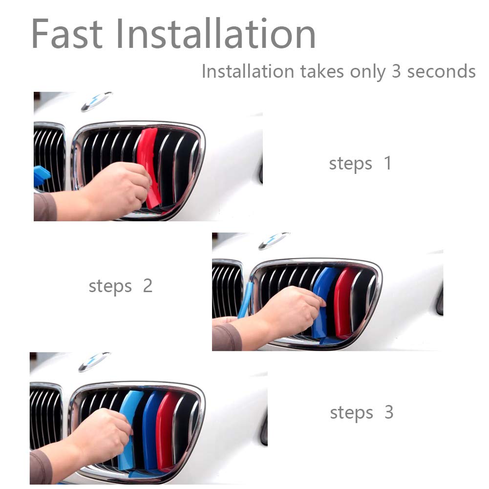 Lanyun M Colors(Red Blue Light Blue) Grille Insert Trims Decorate Compatible With 2016-2018 Bmw G11 G12 7 Series 9-Beam Standard
