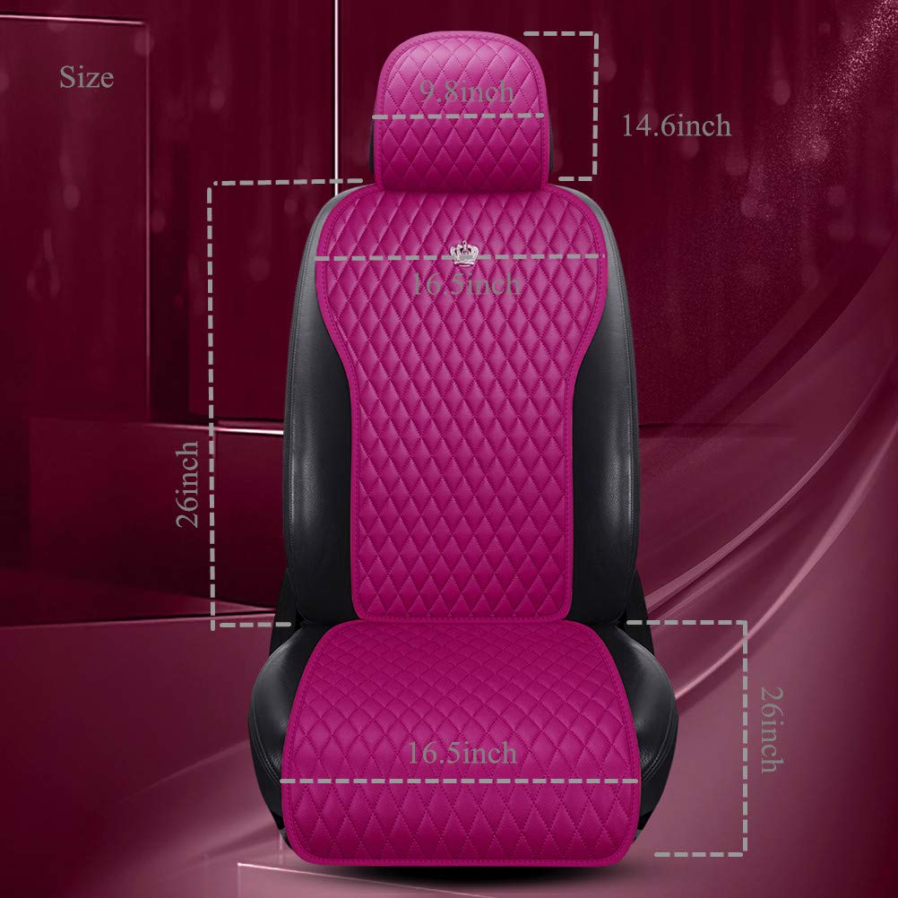 Red Rain Universal Seat Covers for Cars Leather Seat Cover with Crown Rose Pink Auto Seat Cushion Covers 2/3 Covered 11PCS Fit C