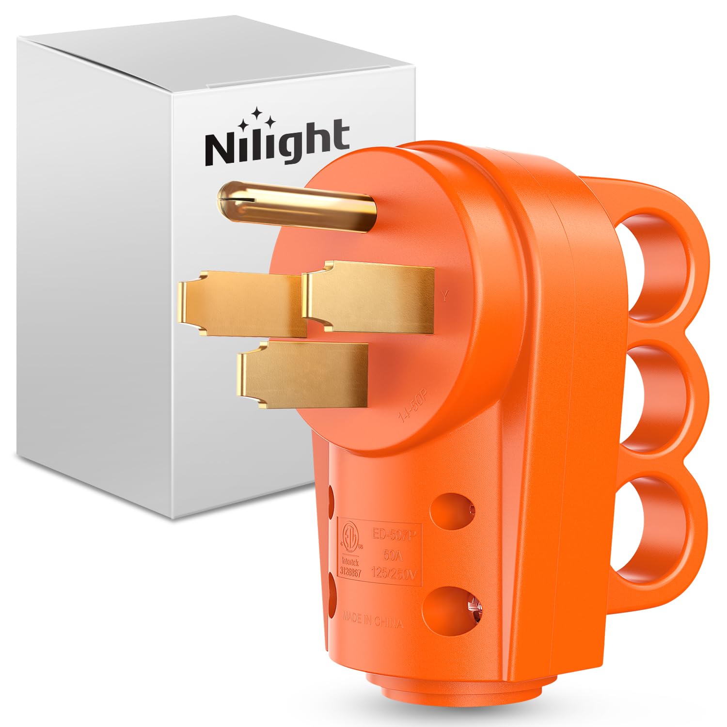 Nilight 50 Amp Rv Replacement Plug 125/250 Volt Heavy Duty Male With Handle Etl Listed Nema 14-50P For Camper Caravan Motorhome