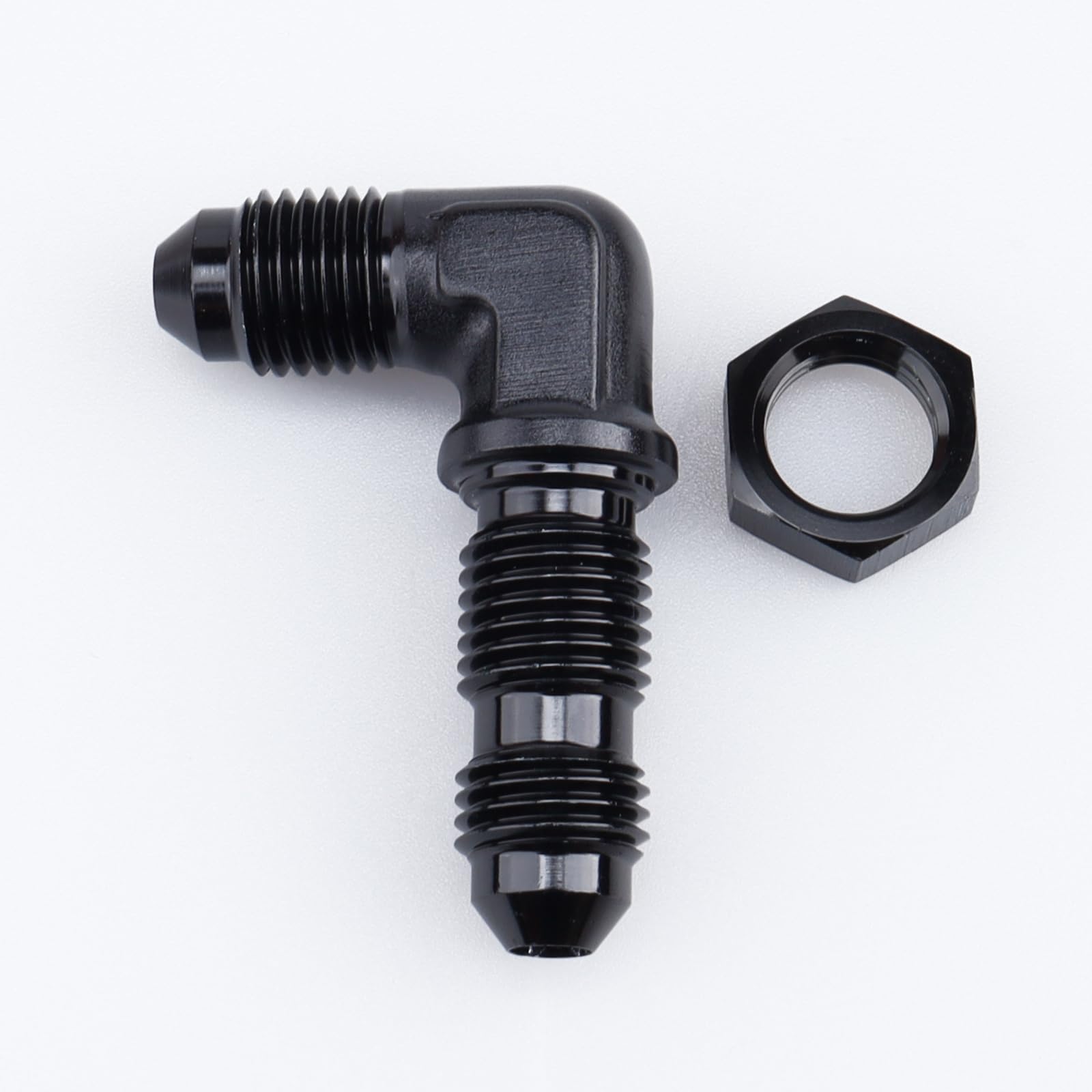 AC PERFORMANCE -4 AN Male Flare 90 Degree Bulkhead Fitting Adapter Aluminum Black with AN4 Nut