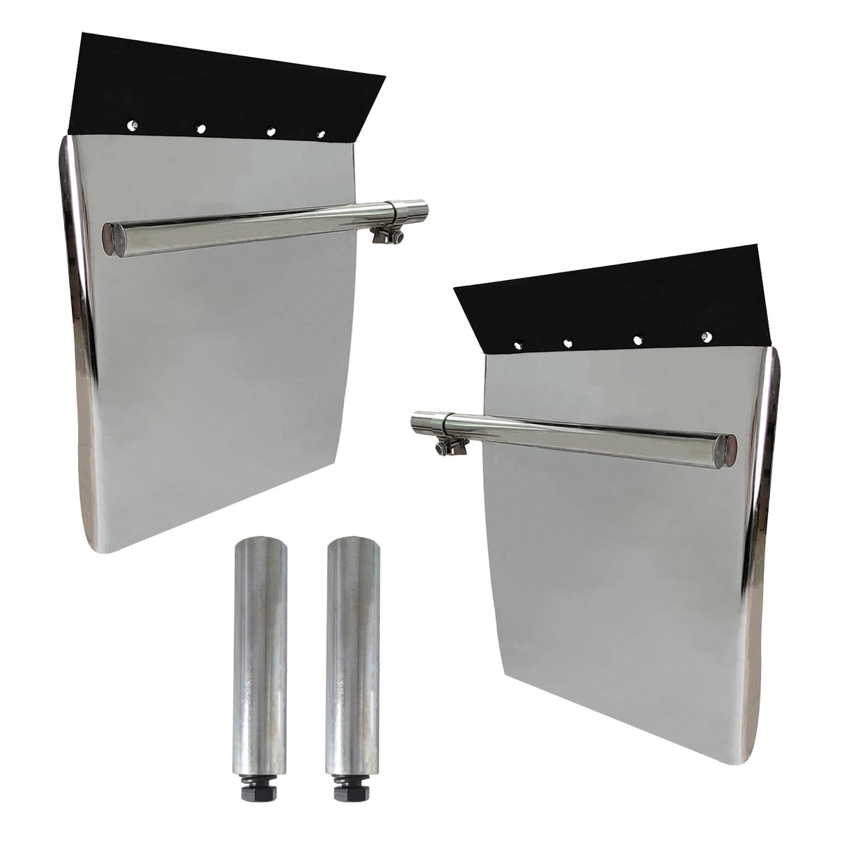 GaeaAuto 24x29 Stainless Steel Quarter Fender Set Mud Flap Hangers with Single Bolt Mounting Bracket fit for Semi Truck, 2 P