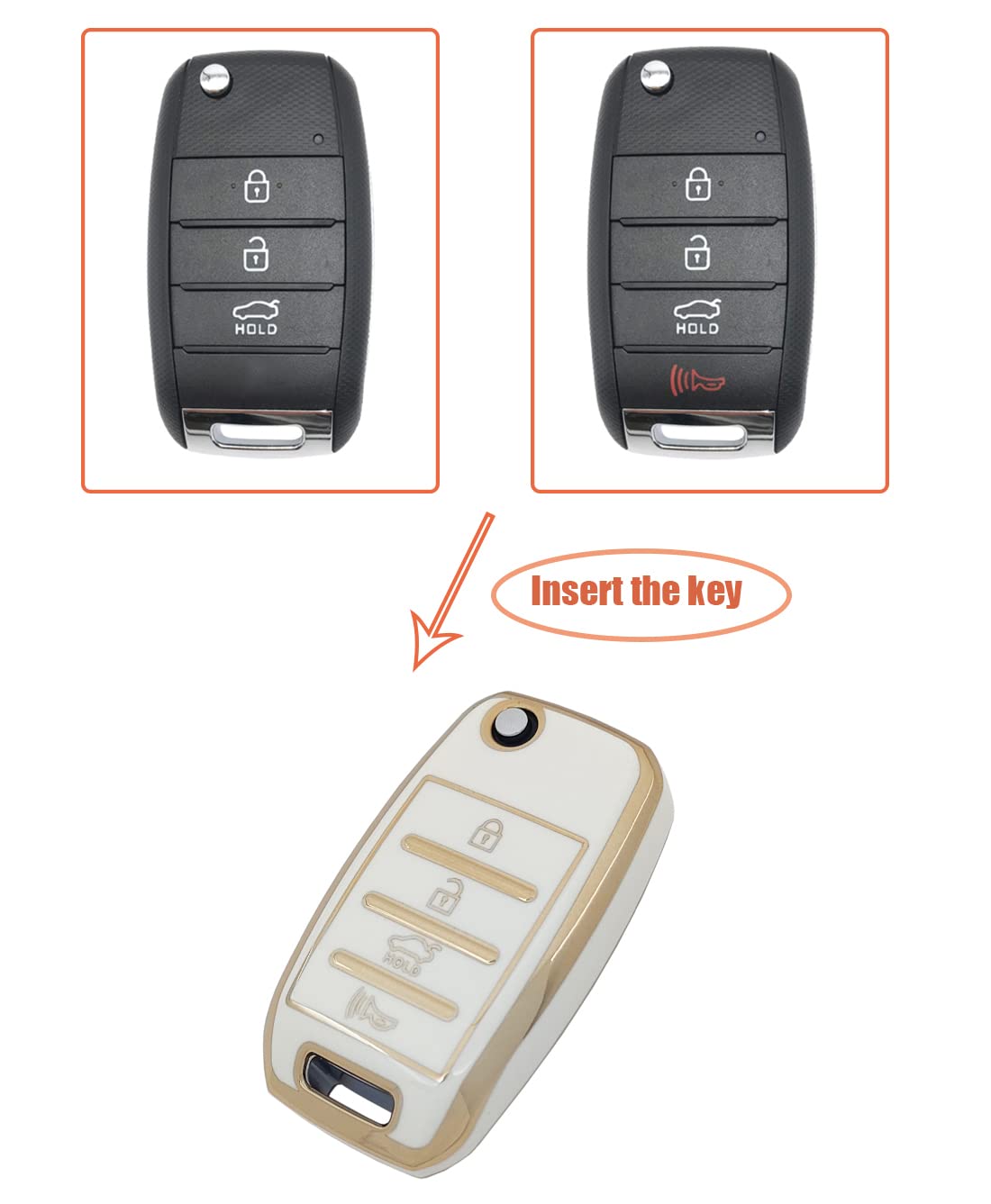 Vurbemes Tpu Key Fob Cover With Keychain Fit For Kia Sorento Sportage Rio Soul Forte Optima Carens Picanto Folding Flip Keyless