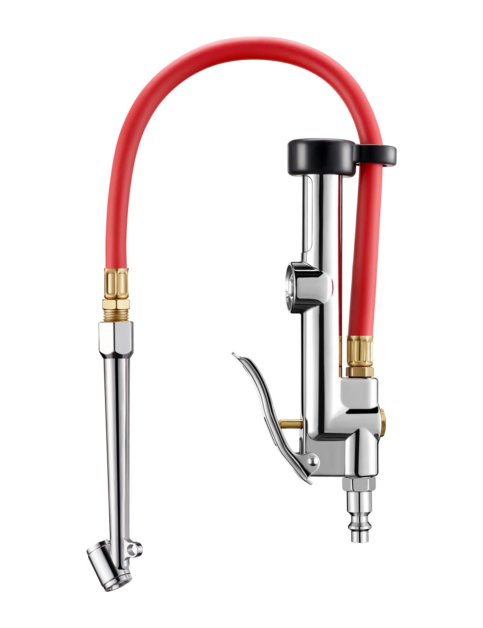 Astroai 25.6'' Heavy-Duty Tire Pressure Gauge With Inflator, Dual Head Chuck Ansi B40.1 Accurate Tire Inflator With Pressure Gau