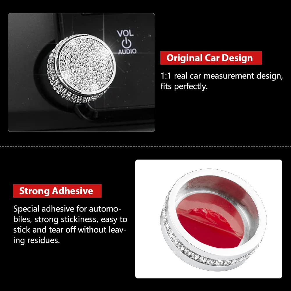 PIFOOG for Sparkly Car Accessories for Honda Accord Bling Volume Knobs Sticker Switch Button Covers Accord Sport EX EX-L Touring
