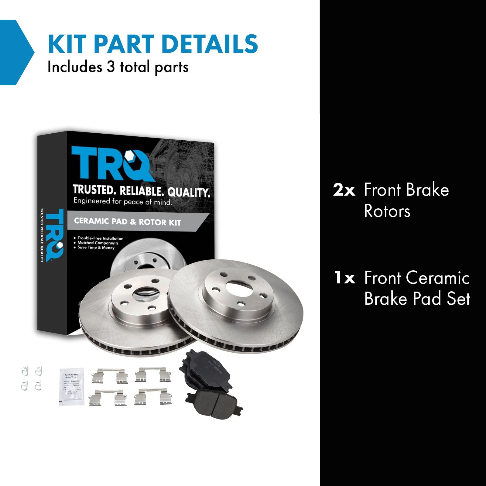 Trq Front Premium Posi Ceramic Brake Pad & Rotor Kit Compatible With 2000 Toyota Celica Gts 2001-2005 Toyota Celica 2005-2010 Sc