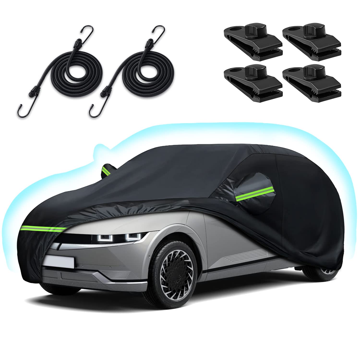 Car Cover for 2022-2025 Hyundai Ioniq 5, Waterproof All Weather Rain Sun UV Protection Heavy Duty Full Car Cover with Charge Por