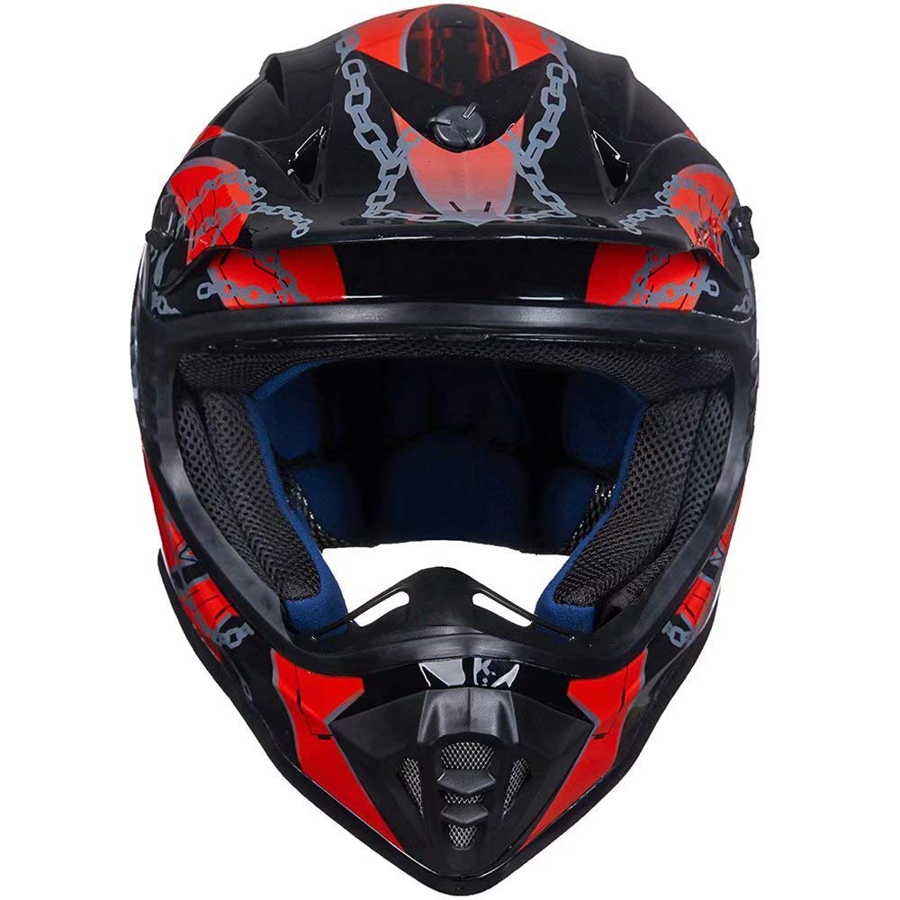 Ilm Youth & Kids Dirt Bike Helmets Motocross Atv Dirtbike Bmx Mx Offroad Full Face Motorcycle Helmet, Dot Approved Model 128Ys (Red Black, Youth-S)