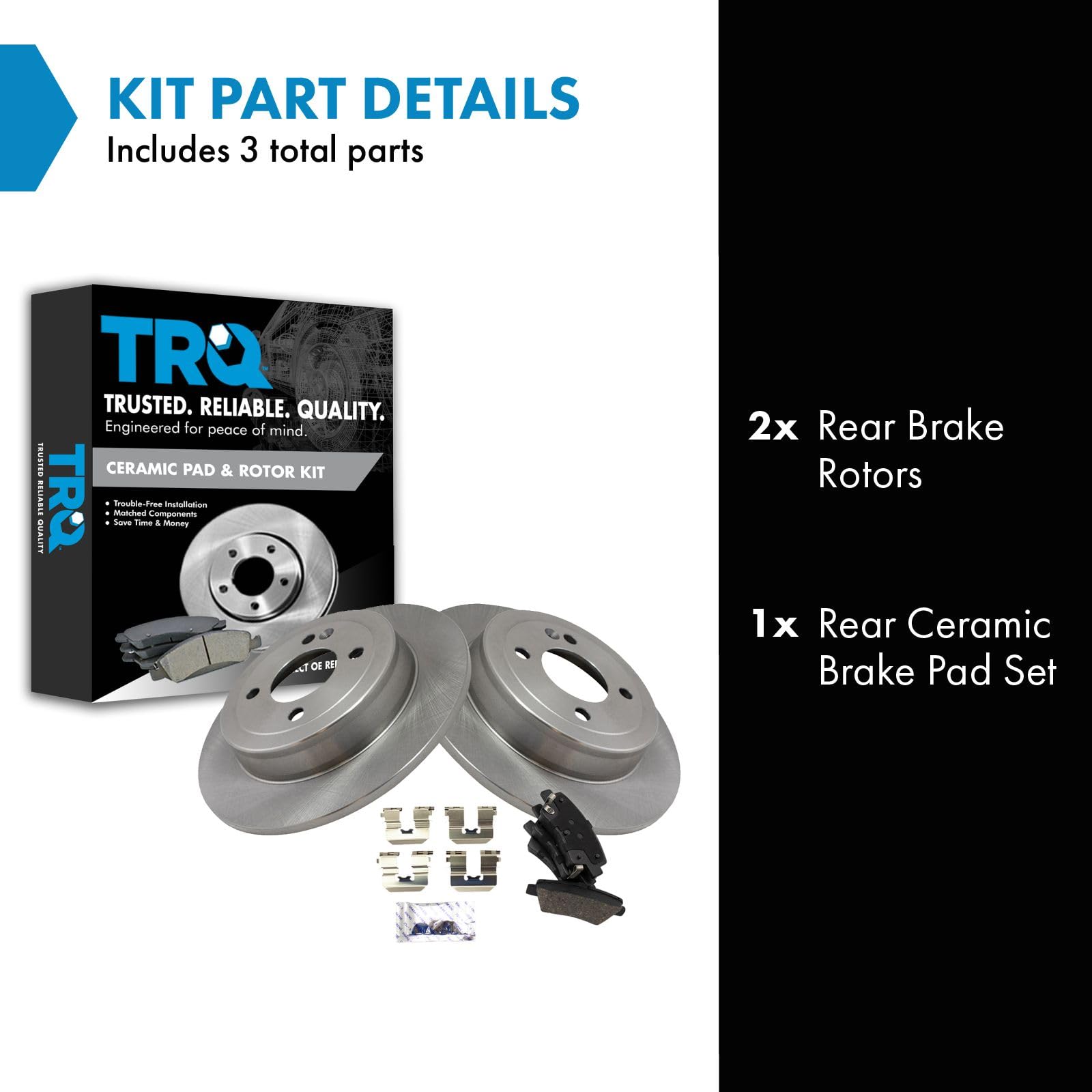 Trq Rear Brake Pad & Rotor Kit Brake Pads Brake Rotor Ceramic Compatible With 2018-2019 Hyundai Accent Kia Rio