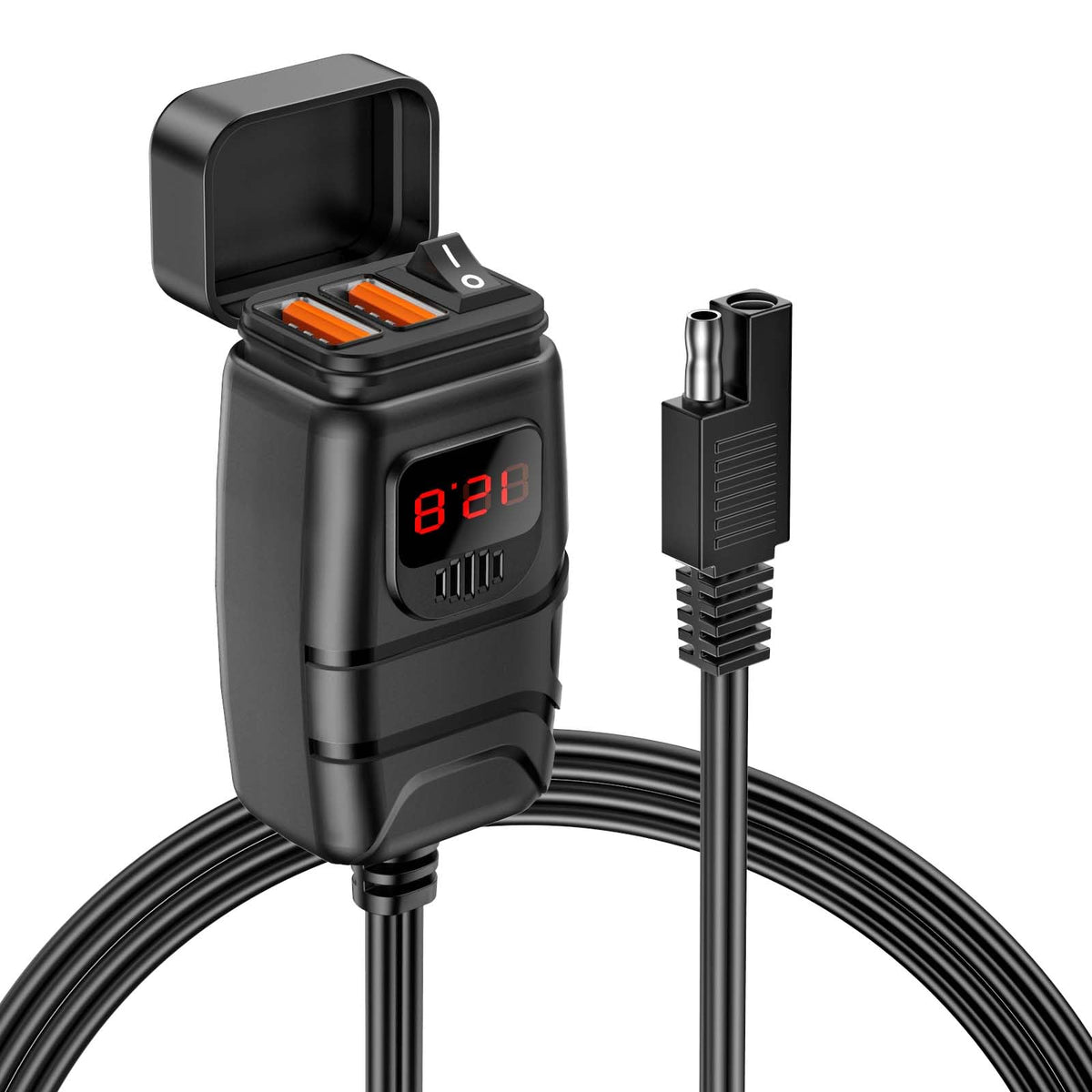 Randpow Motorcycle Phone Charger, Quick Charge 3.0 6.8A Dual Port Motorcycle Usb Charger With On/Off Switch, Waterproof Quick Disconnect Sae Usb Adapter Motorcycle Accessories For Phone, Tablet
