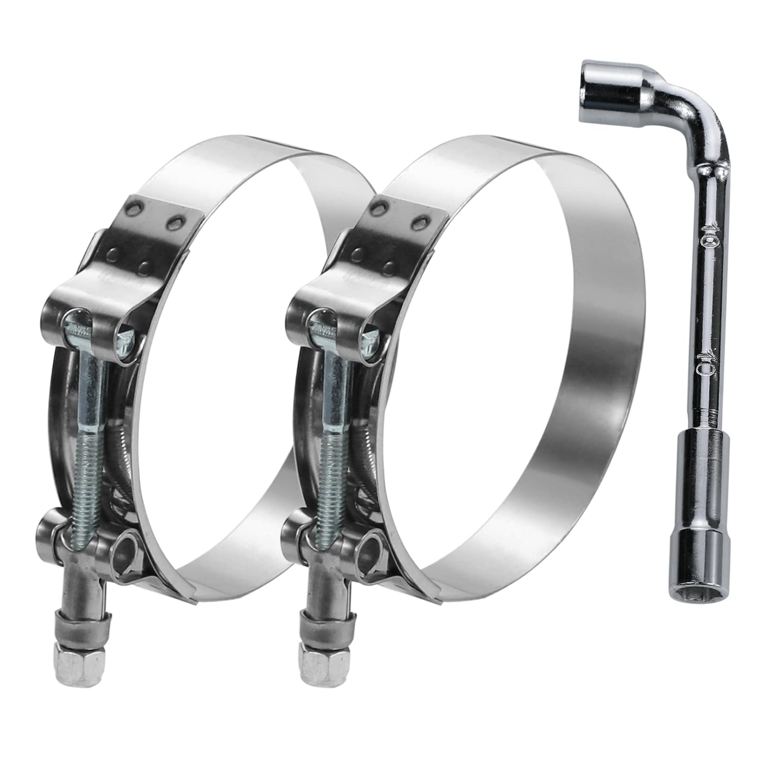 PEROMI 2 Pack 3 Inch T Bolt Hose Clamps Working Range 83-91mm for 3 Inch Hose ID, Stainless Steel Turbo Intake Intercooler Clamp