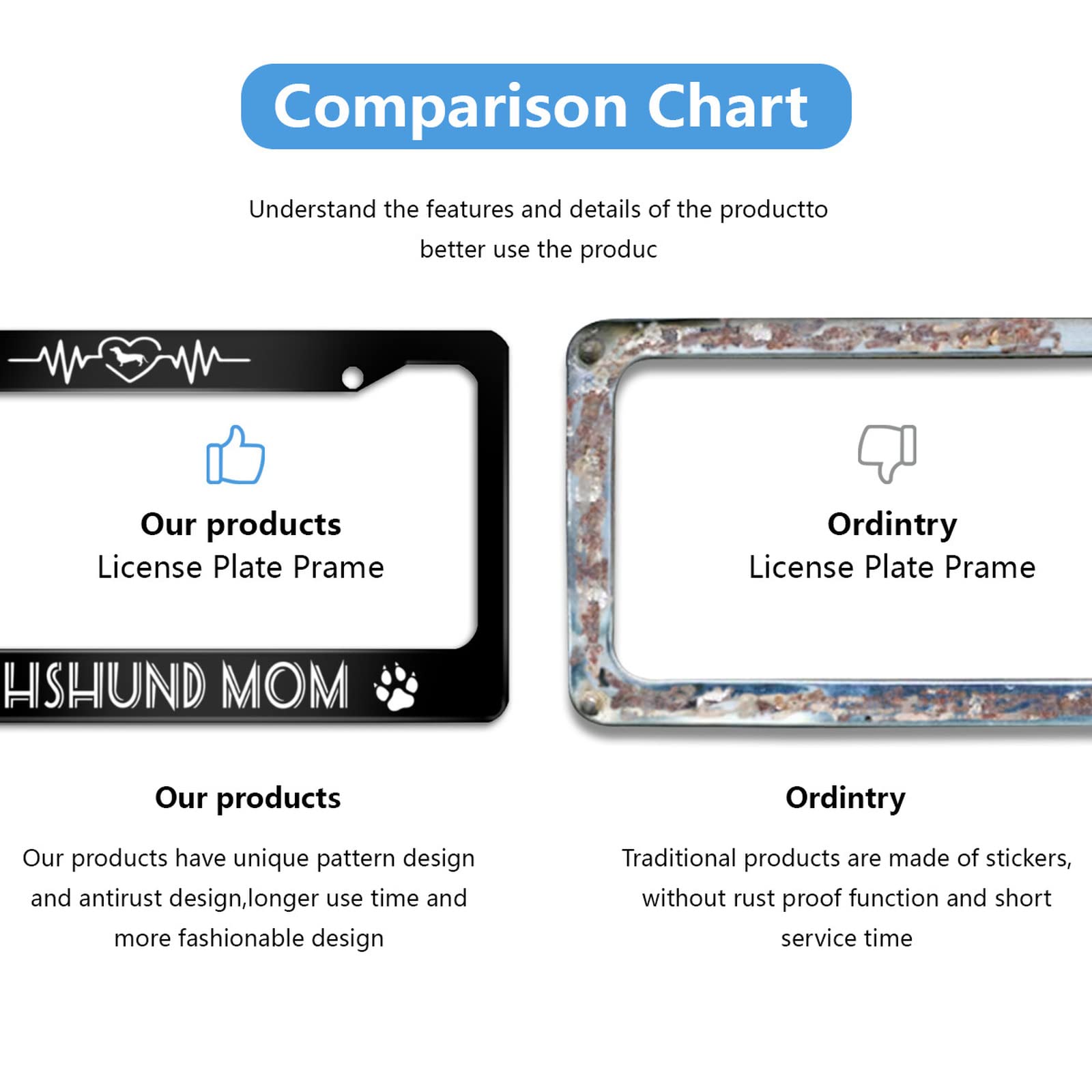 Dachshund Mom License Plate Frame Dog Mom Animal for Car Decorative Parts Stainless Steel License Plate for Standard Us Canada L