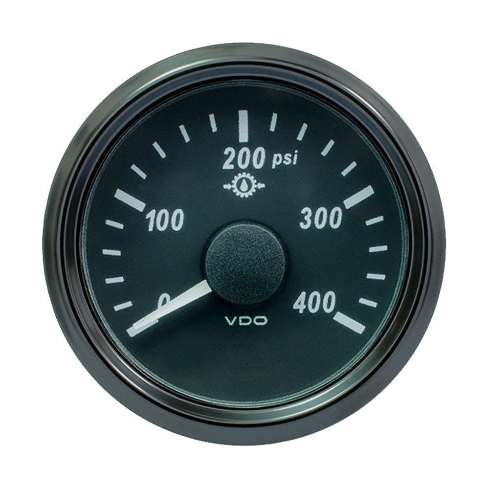 Vdo Singleviu 52Mm (2-1/16'') Oil Pressure Gauge - 400 Psi - 0-180 Ohm