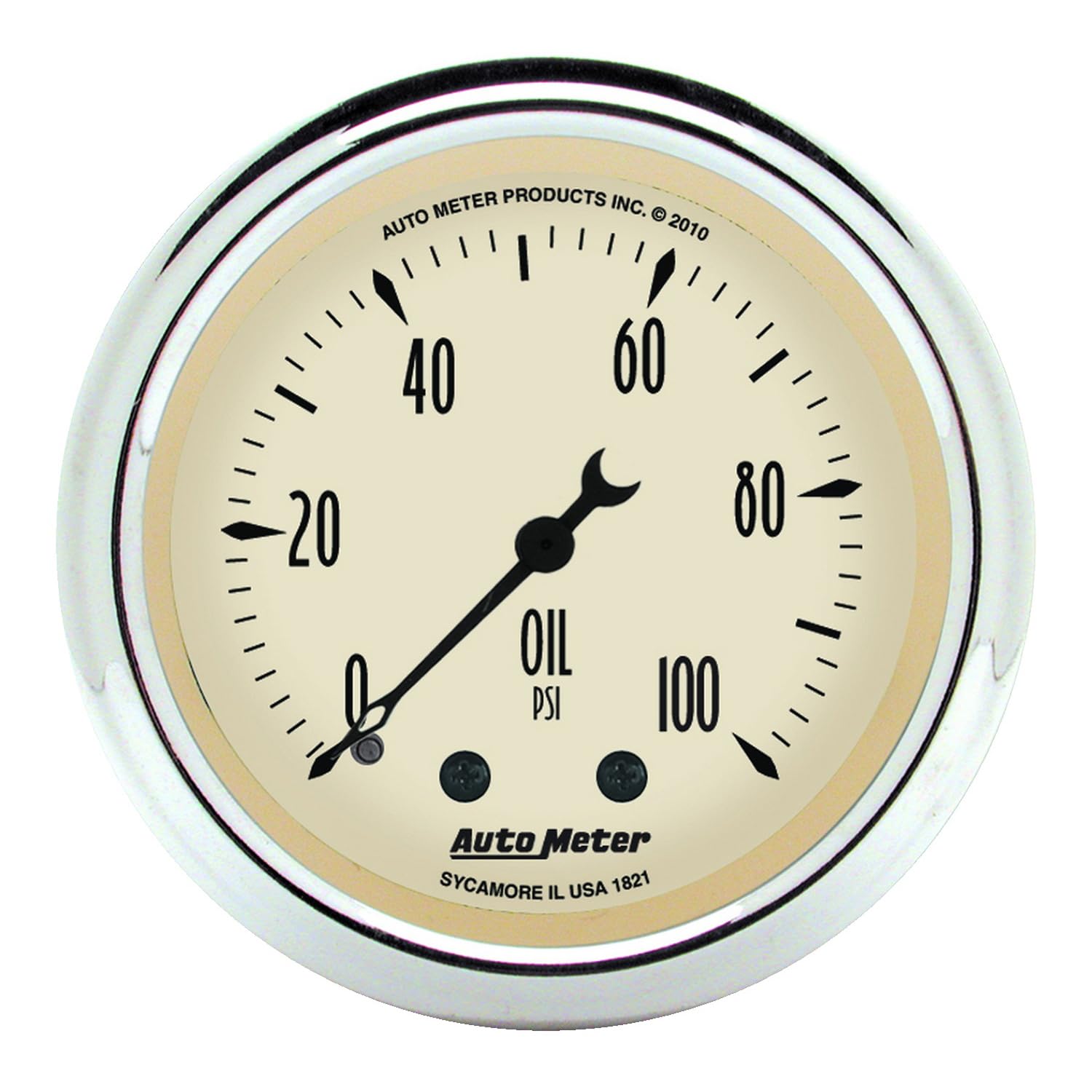 Auto Meter 1821 Antique Beige Mechanical Oil Pressure Gauge,2.3125 in.