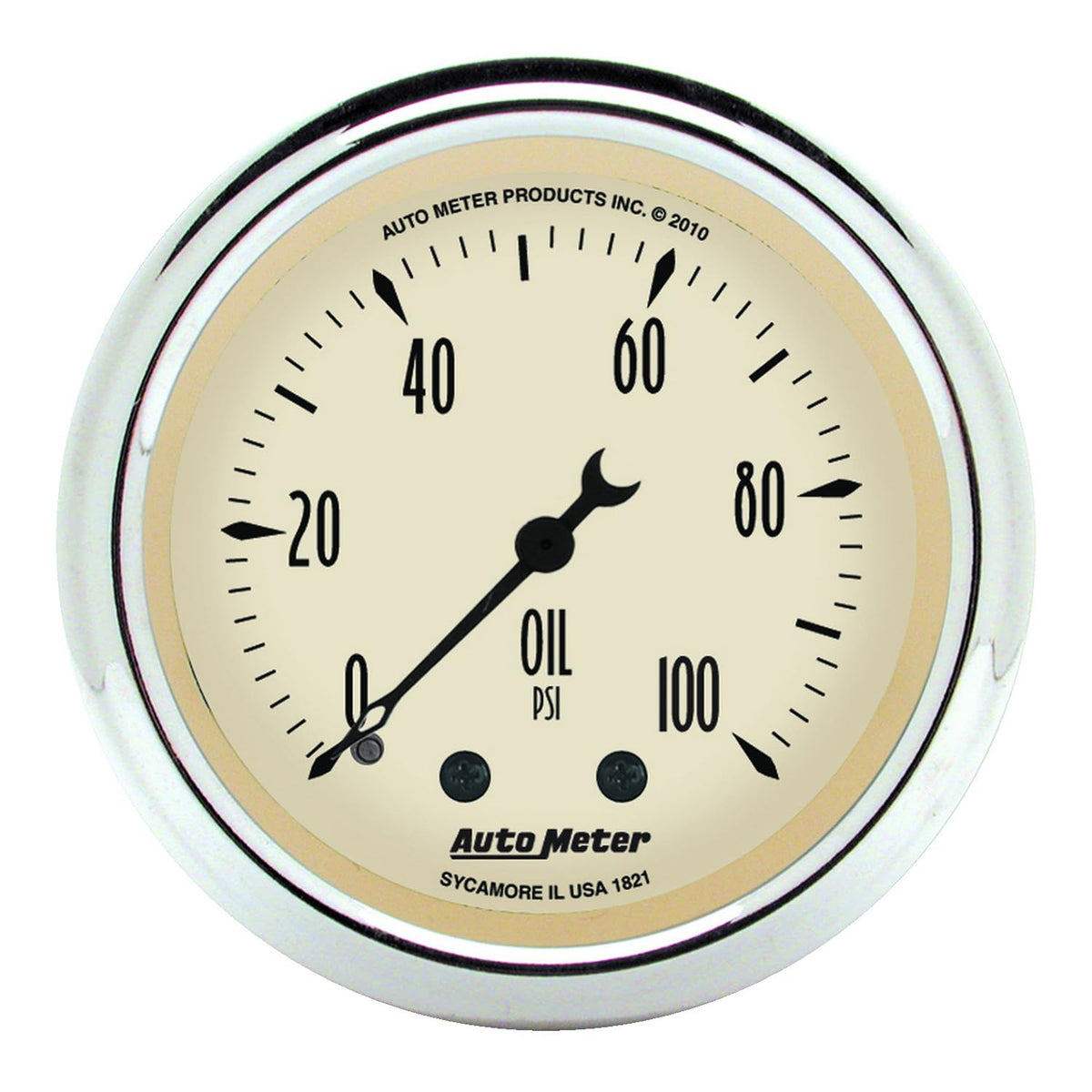 Auto Meter 1821 Antique Beige Mechanical Oil Pressure Gauge,2.3125 in.