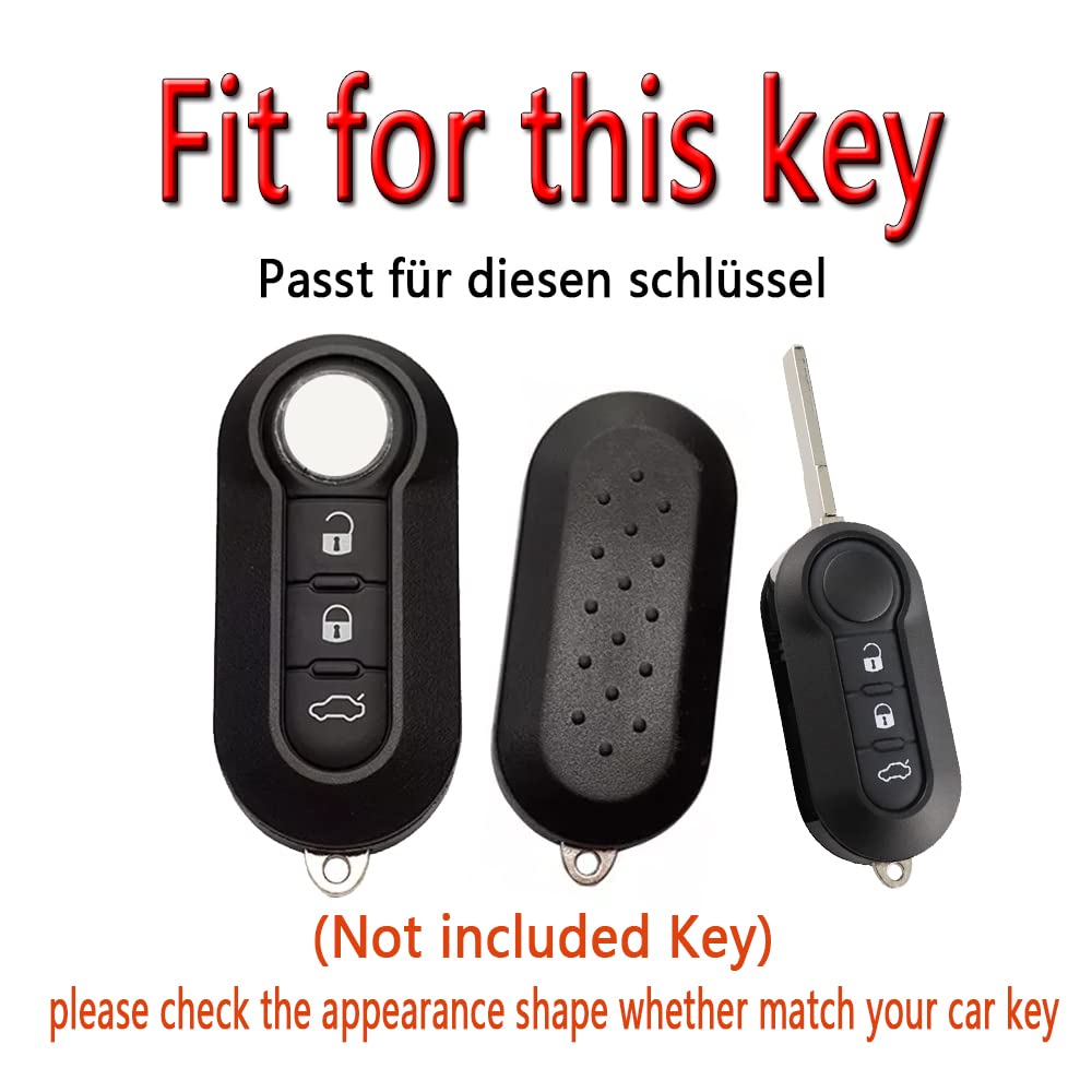 HIBEYO Key Fob Cover for Fiat Ducato 500 500L Panda Grande Punto Lancia Musa Accessories Smart Key Shell Cover for Fiat 500 Fold