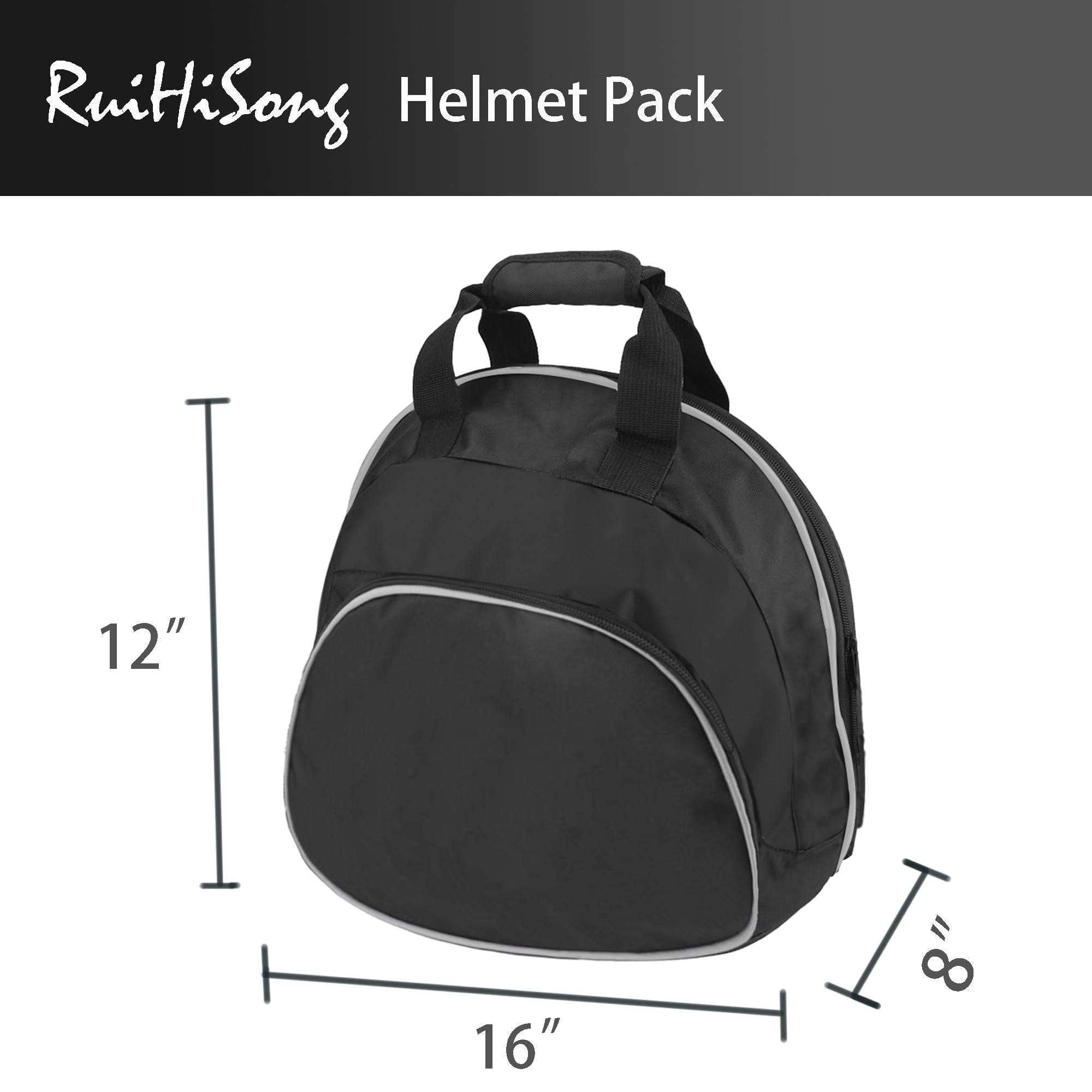 Ruihisong Helmet Bag,Motorcycle Helmet Bag,Helmet Storage Bag With Silver Piping,Small Item Storage Pocket,Two-Way Zipper,Carrying Handle And Cashmere Lining