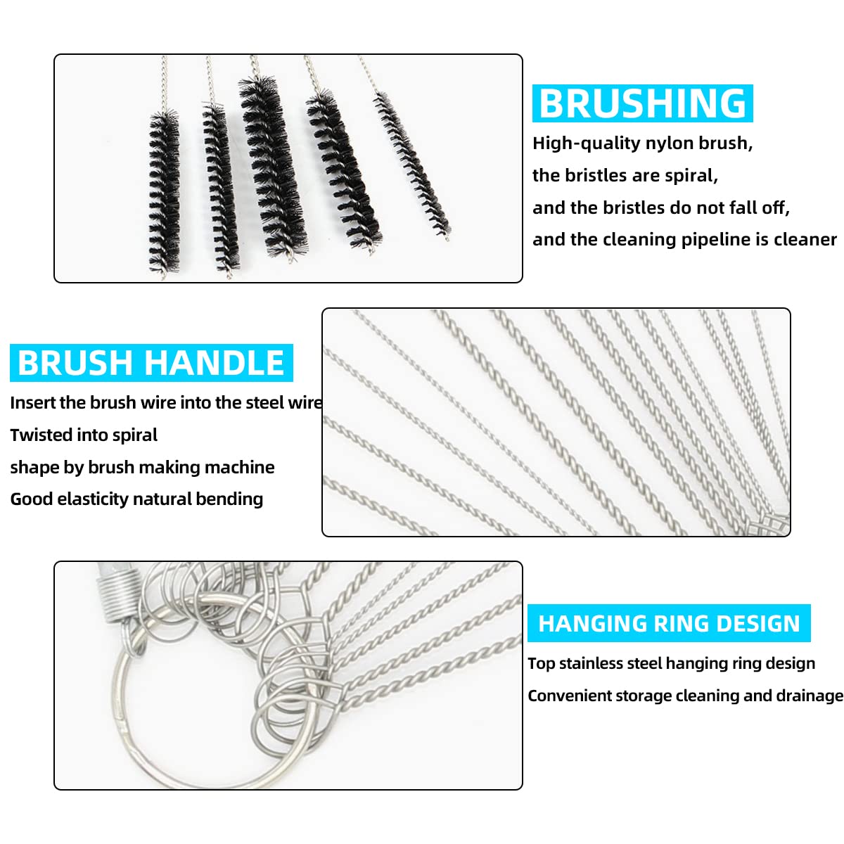 Auceli Carburetor Carbon Dirt Jet Remove Cleaner, 10 Cleaning Needles + 5 Nylon Brushes Tool Kit For Motorcycle For Welder Carb Chainsaw Spray Guns Torch Tips Firing Hole Stove Burner Holes