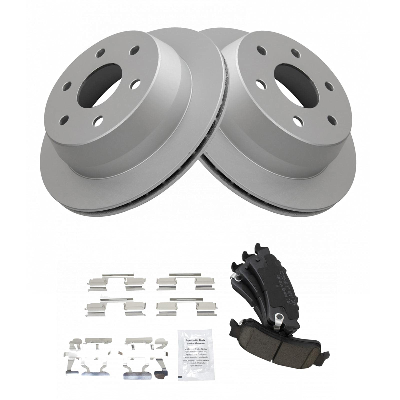 Trq Rear Ceramic Brake Pads & G-Coated Rotor Kit For Gm Truck New