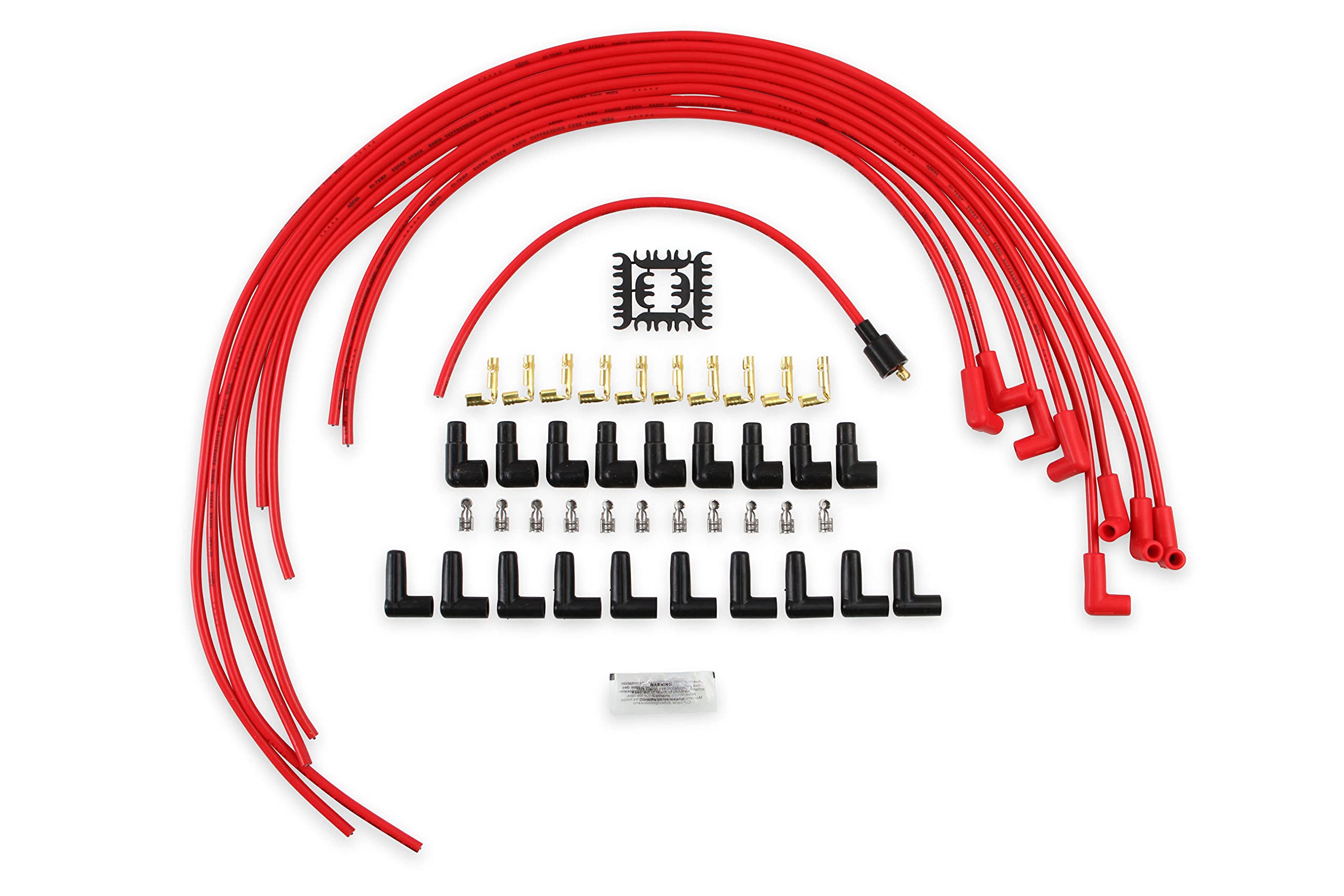 Accel 4041R Spark Plug Wire Set- 8Mm - Super Stock Universal With Graphite Core - Red Wire With Red 90 Degree Boots
