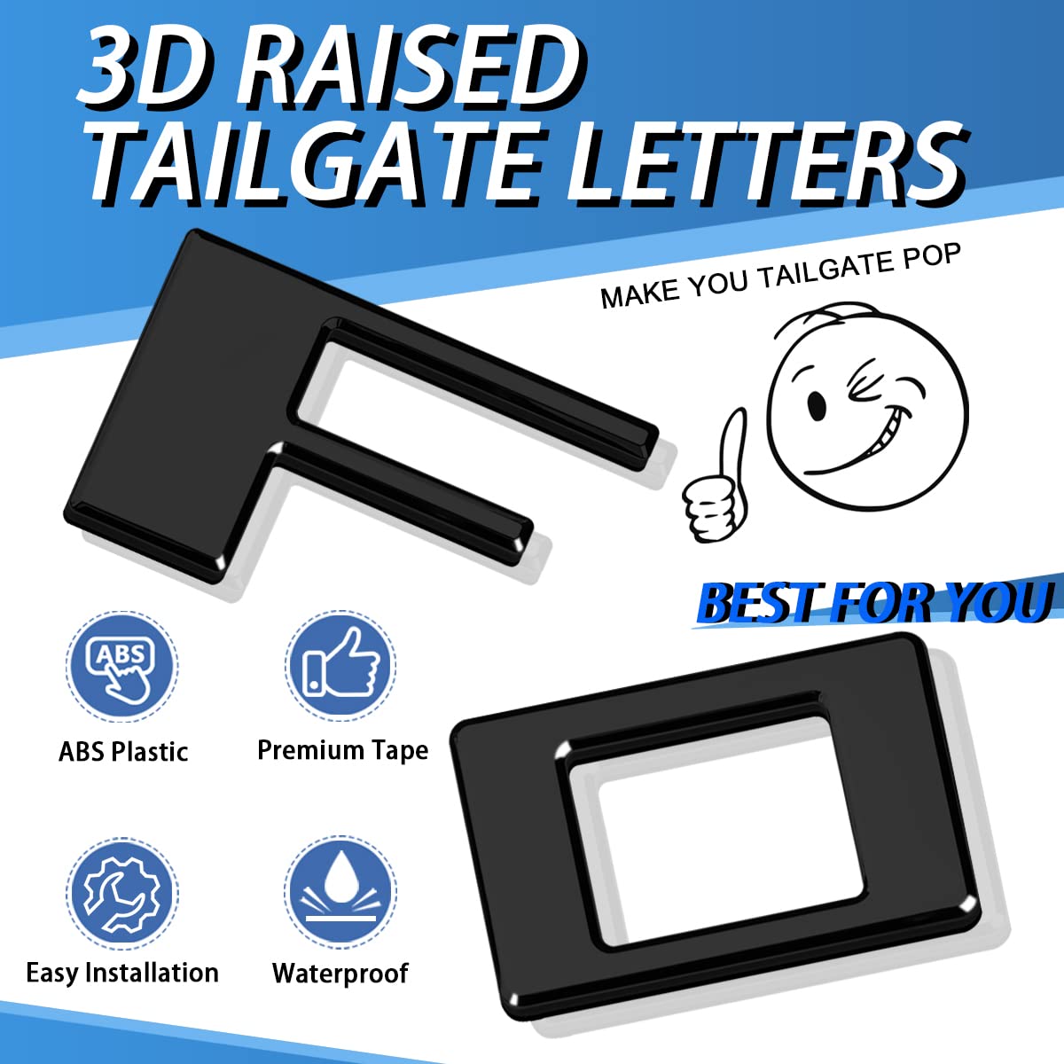 Tailgate Insert Letters Compatible For Frontier 2022 2023 3M Adhesive & 3D Raised Tailgate Decal Letters (Gloss Black)