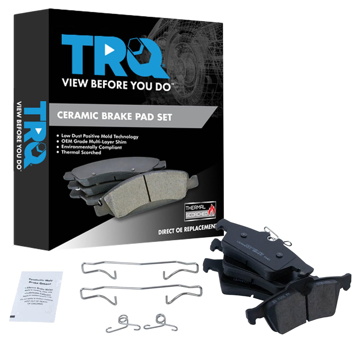 TRQ Posi Ceramic Brake Pad Kit Set Compatible with Chevy Mazda Pontiac Saab Saturn Volvo