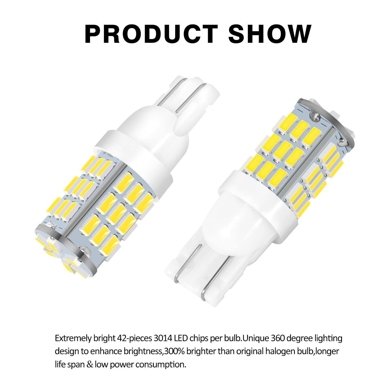 Acohuike T10 921 194 168 Led Bulbs Natural White 20-Packs, Super Bright 3014 42-Smd Replacement 12 Volt Rv Camper Trailer Boat Trunk Interior Dome Map License Lights, Backup Reverse Lights