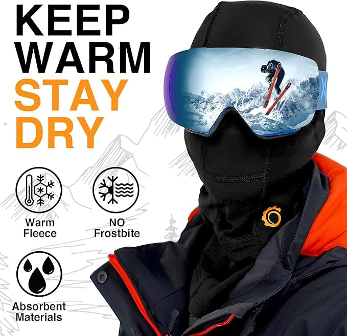 Geartop Balaclava Ski Mask Winter Face Mask For Men Motorcycle Balaclava Ski Mask For Men, Ski Mask Black Snowboard Balaclava Wo