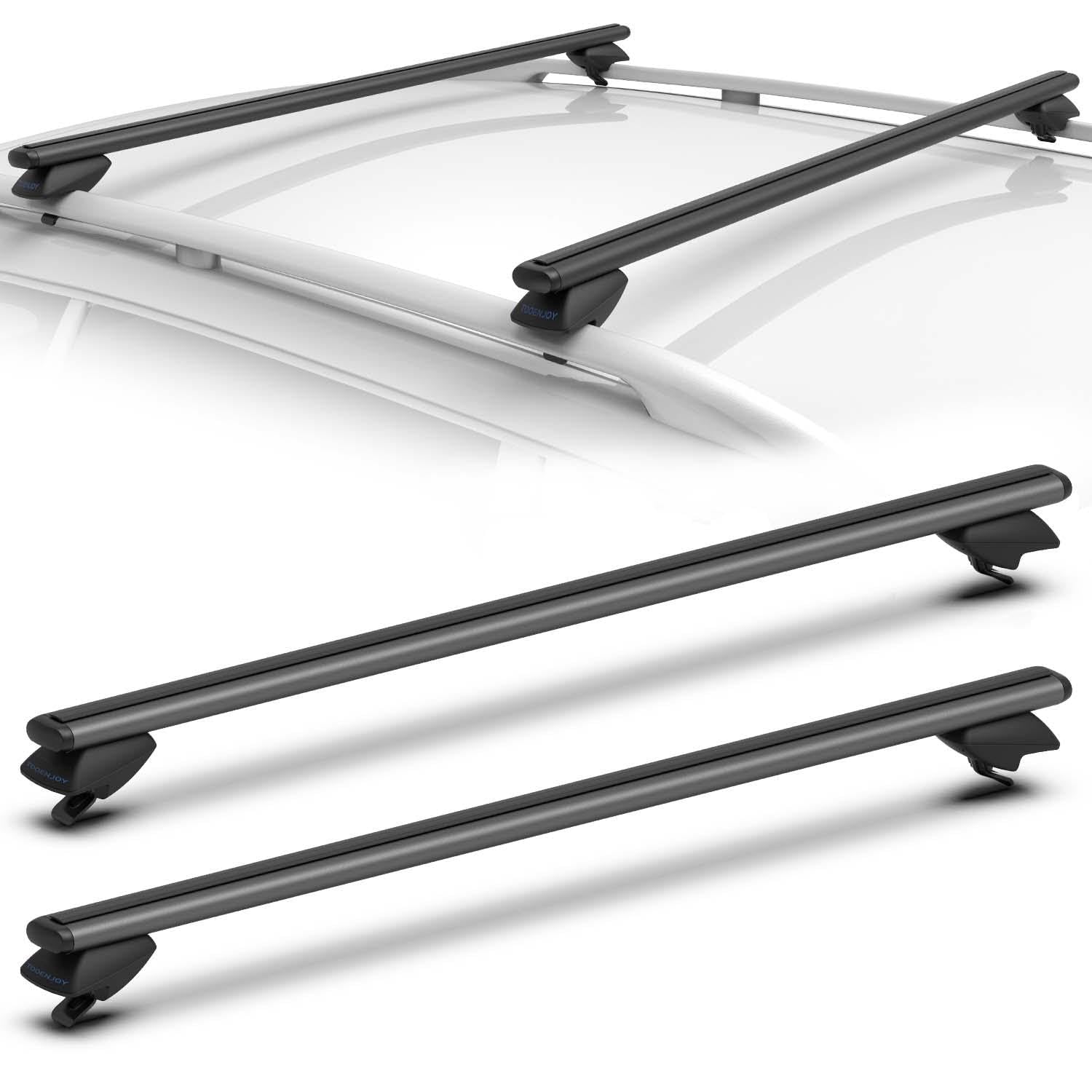 COWVIE 53 Inch Aluminum Roof Rack Cross Bars for Raised Side Rails, Adjustable Cargo Bars, Hold 165 LBS, Black