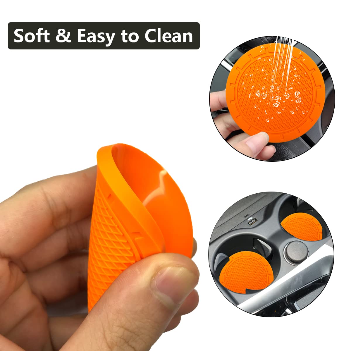 Car Cup Holder Coaster, 4 Pack 2.75 Inch Diameter Pvc Non-Slip Universal Insert Coaster, Durable, Suitable For Most Car Interior