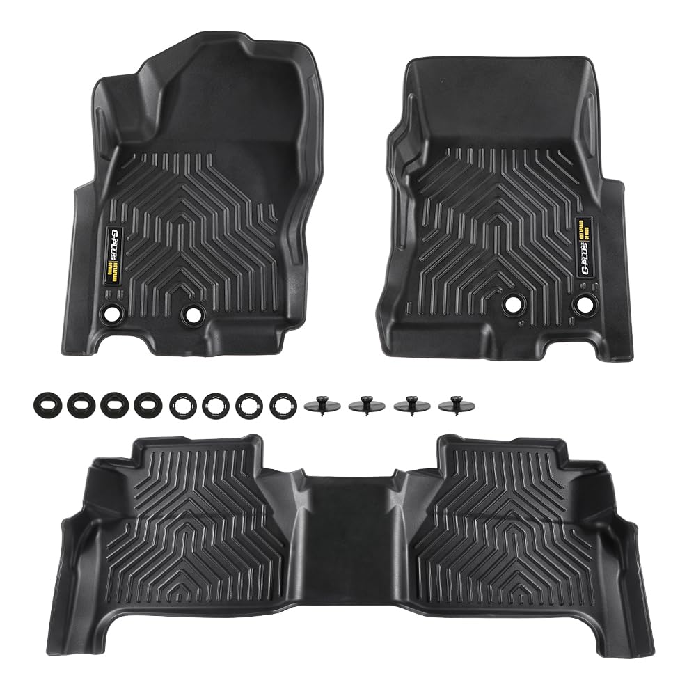 G-PLUS TPE Floor Mats Cargo Liners Compatible with Nissan Frontier 2022-2023 (Crew Cab with 2nd Row Under-Seat Storage) 3PCS Bla