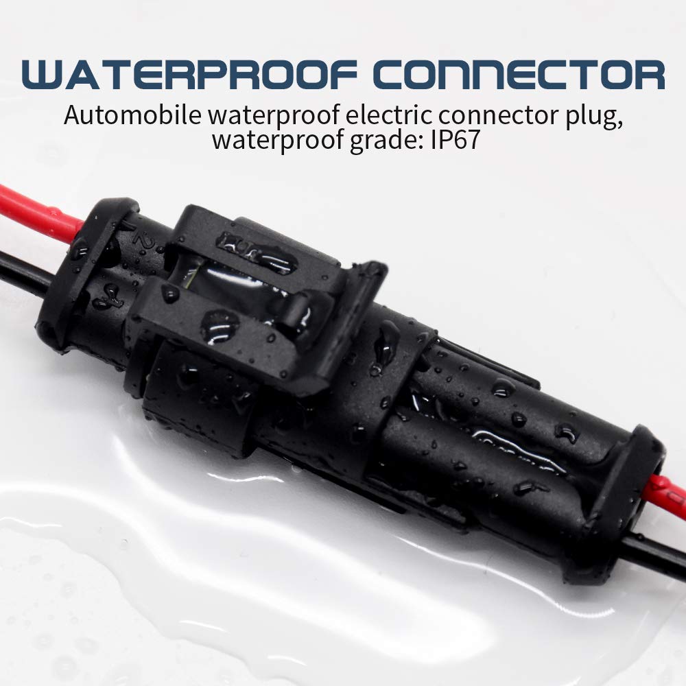 2 Pin Connector Waterproof Connector,Male And Female Way 16 Awg Wire Suitable For Car Truck, Boat And Other Wire Connection (5 K