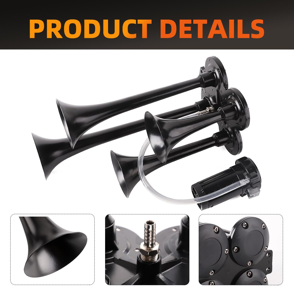 Train Horn Kit, Suitable For Trucks/Cars/Semi Trailers. 4 Speakers, Ultra Loud Db. The Air Horn With Compressor Is Suitable For