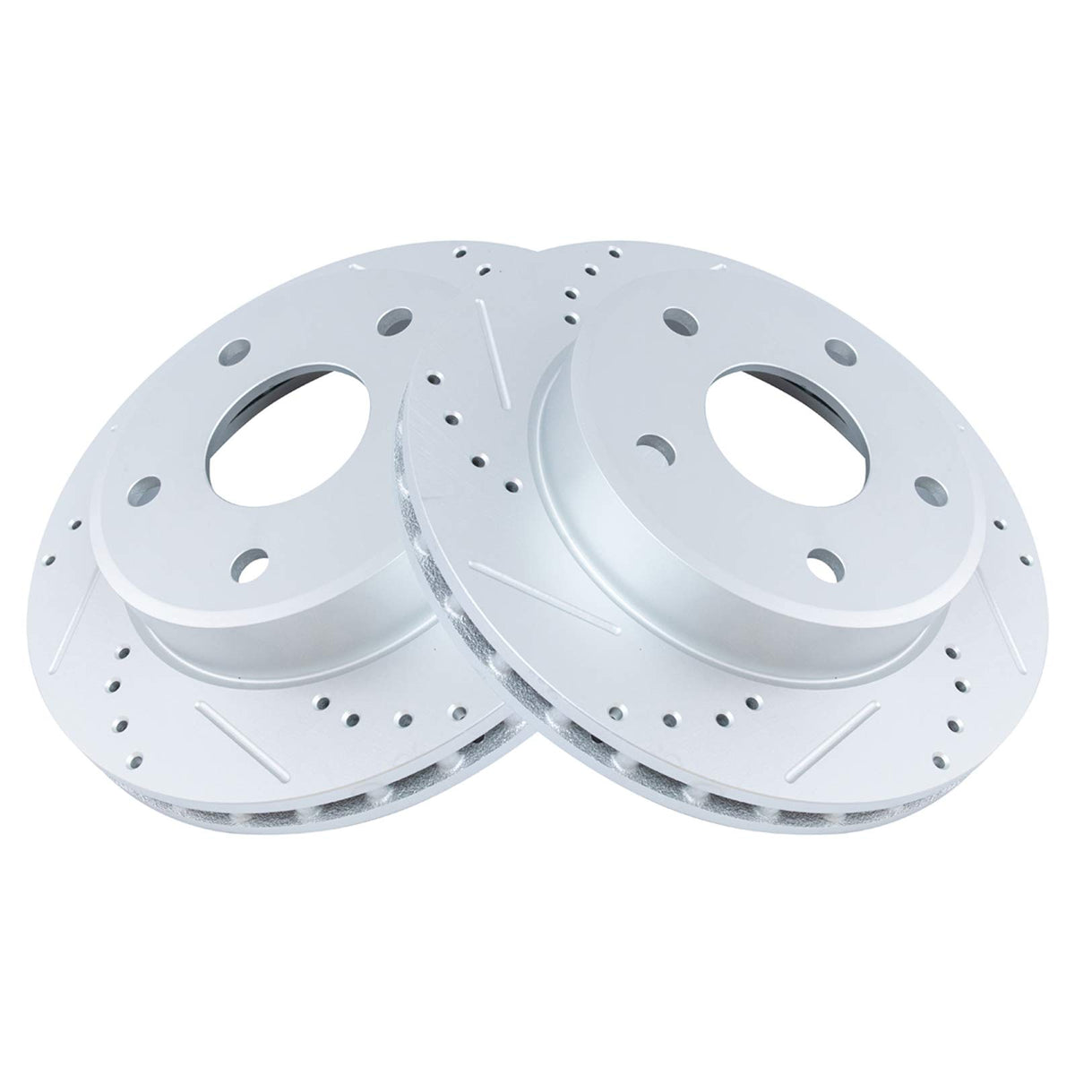 Trq Front Performance Brake Rotors Set Premium G-Coated Cross Drilled & Slotted Compatible With 2005-2010 Dodge Dakota 2006-2009