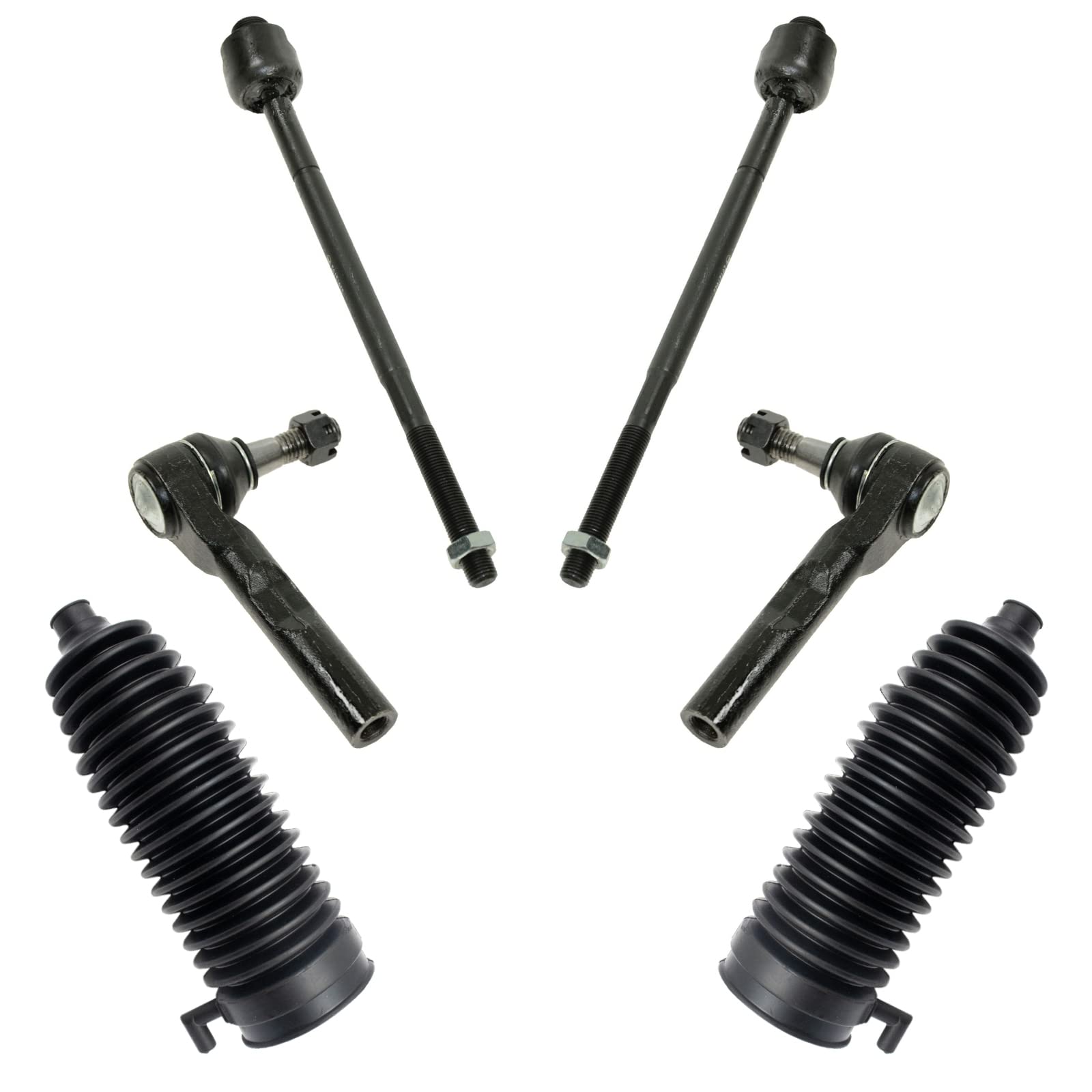 Trq Front Driver & Passenger Side Inner & Outer Steering Kit Steering Rack & Pinion Bellow Tie Rod Compatible With 03-14 Chevrol